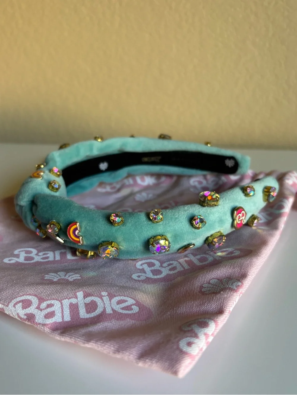 Lele Sadoughi x Barbie Bejeweled Turquoise Top Knot Headband
